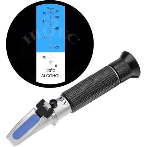 Refractómetro de alcohol para destilados 0-80% v/v. Medidor de alcohol portátil para bebidas espirituosas, destiladas y etanol con agua, como whisky y vodka. (1/5)