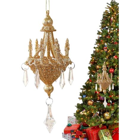 Suspension Chandelier Sapin de Noël Décor Hivernal à Cordon réfractant la Pendentif lustre décoratif en pour Noël Porte ferme, mur, salon, chambre, balcon, jardin, (1/5)