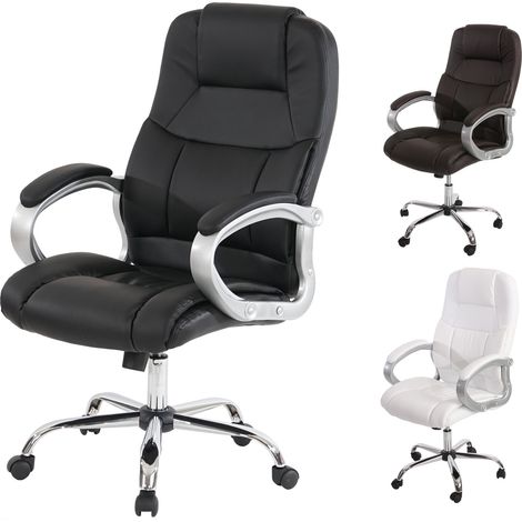Fauteuil de bureau américain Boston XXL, charge 150kg, similicuir - marron (1/5)