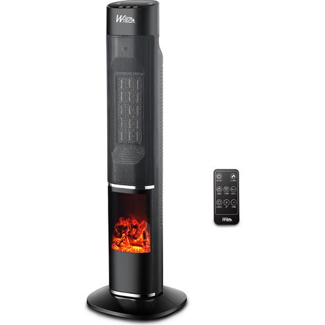 Warm Tech – Radiateur infrarouge céramique oscillant 2000W – 2 positions de chauffe – Programmable avec télécommande – Protection surchauffe et anti-basculement (1/5)