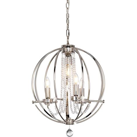 Kronleuchter Deckenleuchte Hängelampe Esszimmerlampe D 45,8 cm Stahl 4 Flammig (1/4)