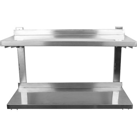 Mensola a Muro in Acciaio Inox per Cucina, Mensola da Cucina Mensola, Ripiani Regolabili in Altezza a 2 Strati,per Cucina