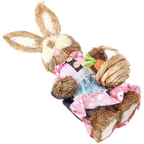 Gewebte Hasenfigur aus Gras und Schaumstoff Niedliche