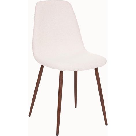 Fauteuil rembourré – Pieds imitation noyer – Blanc (1/4)