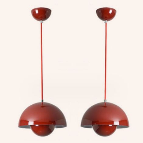 Modern Pendelleuchte Kreative Metall Hängeleuchte Lampenschirm Höhenverstellbare Kronleuchter 2 Stück Rot