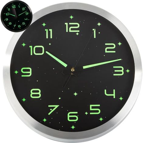 Horloge murale lumineuse 25 cm - Décoration étoile fluorescente (1/5)
