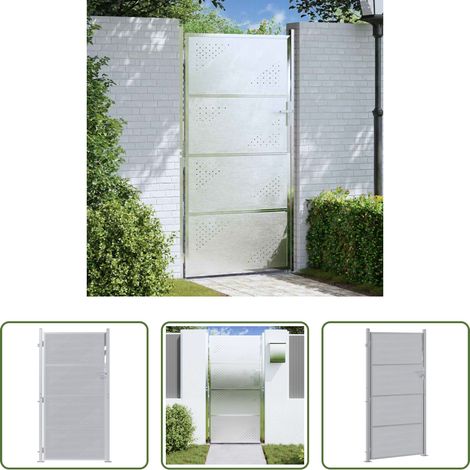 vidaXL Gartentor mit Schloss - Gartentor mit Schloss Silber 85 x 174 cm Edelstahl (1/5)