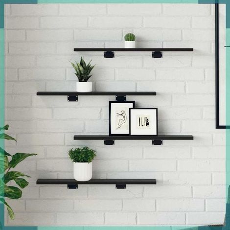 875051 étagère à livres 4 pcs Noir 60 x 10 x 1,5 cm Bois d'ingénierie (1/5)