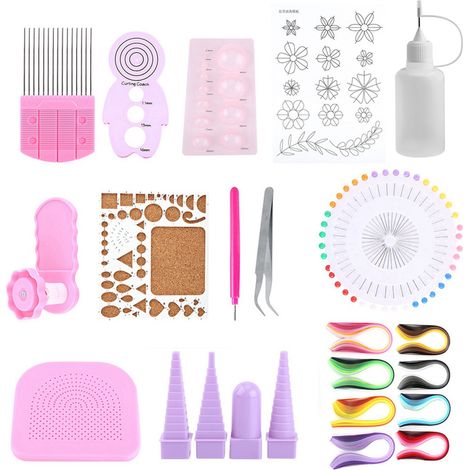 1 Kit DIY Paper Quilling Outil à Encoches avec Bandes et Pince pour Artisanat Décoratif (1/5)