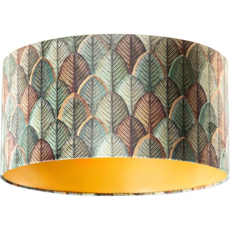 Velvet Lampshade Leaf Design with Gold Interior 50/50/25