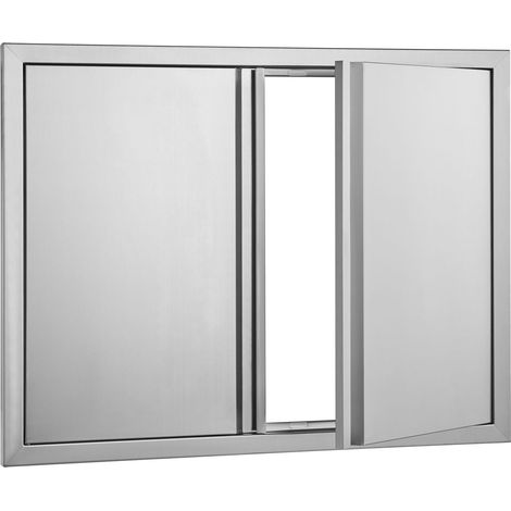 Porte d'accès BBQ 787x609 mm, double porte extérieure en acier inoxydable, montage affleurant, poignées encastrées, pour îlot BBQ et station de grillade. (1/5)