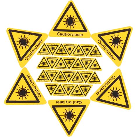 50pièces Autocollants Triangulaires Signalisation Laser Attention Avertissement Mise Garde Sécurité Panneaux (1/5)