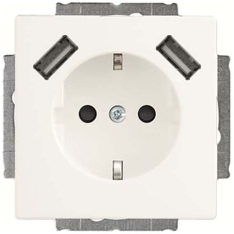 BUSCH-JAEGER 2CKA002011A6277 EUCB2USB-884 SCHUKO 2 PRISES USB BLANC MAT