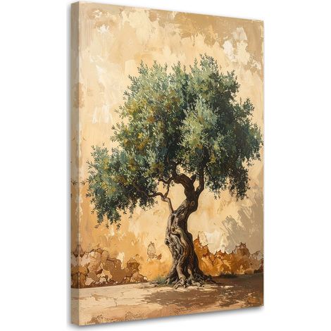 Stampe su Tela, Olivo su sfondo di muro beige, 80x120 (1/5)