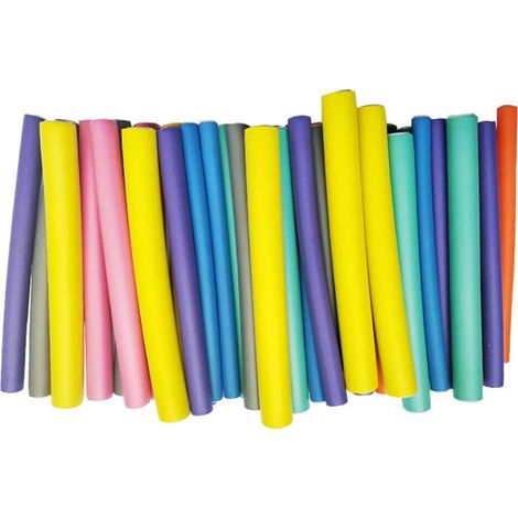 Rouleaux à Cheveux Flexibles et Chaleur, Lot de 42 Rouleaux de 7 Tailles Différentes pour Cheveux Courts, Mi-Longs et Longs, avec Pochette de Rangement Bleue pour Usage (1/4)
