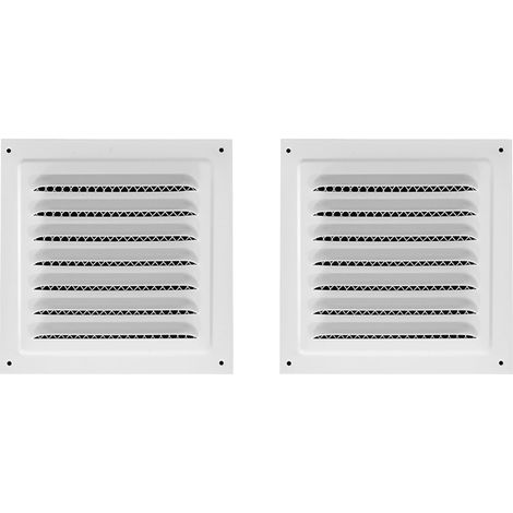 Rejillas de ventilación cuadradas para puertas exteriores, áticos y techos, juego de 2 (blancas, 150 x 150 mm) (1/5)