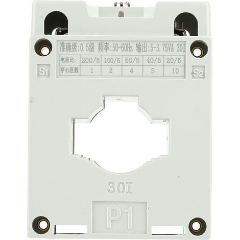 Transformateur de courant à trou de 30 mm, primaire et secondaire, inductance mutuelle 5 A (1/5)