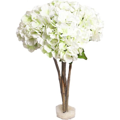 Bouquet D Hortensias Artificiels Soie Blanc Et Vert - Décoration Mariage Maison Événement - Lot De 1 (1/2)