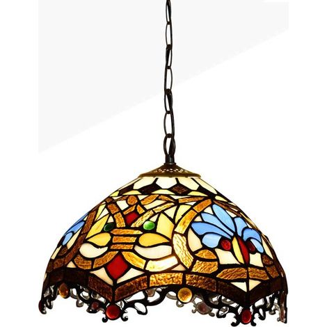 Von Tiffany inspirierte Pendelleuchte mit Blumenmosaik aus Glas