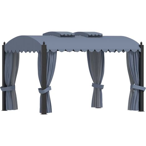 Pavillon mit Vorhängen 3 x 4 m Anthrazit Stahl