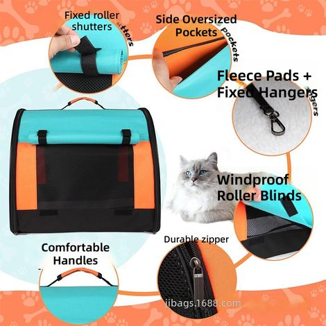 sac pliable sport voyage pour chiens et chats avec coussin moelleux, idéal les voyages chiots petits (1/5)