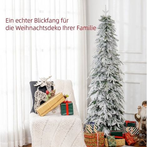 Sapin de Noël artificiel 180 cm Ø80 cm, 600 branches, neige artificielle, ouverture automatique, métal vert (1/5)