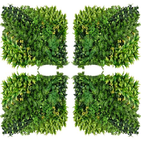 Parete vegetale artificiale 12 pezzi 50 x 50 cm in polietilene verde con protezione UV (1/5)