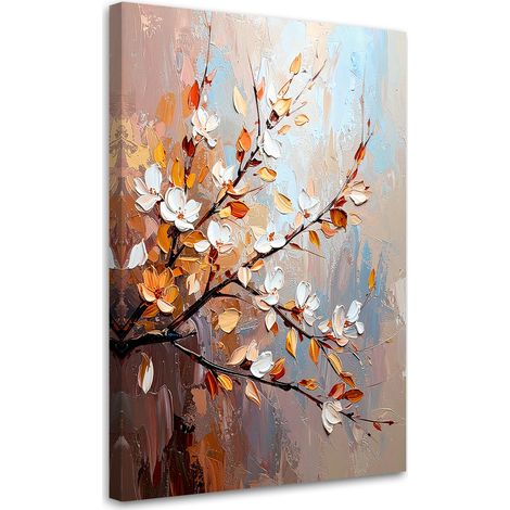 Quadro su tela, Foglie delicate Fiori su ramoscelli - 40x60 (1/3)