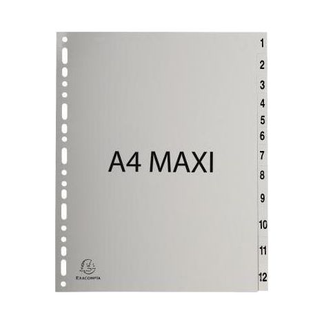 EXACOMPTA Zahlenregister Exacompta Forever® DIN A4 Überbreite 1-12 Polypropylen grau (1/3)