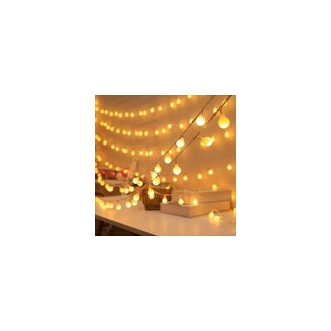 Guirnalda de luces tipo globo, 6 m, 40 luces LED, funciona con pilas, 2 modos (monocromo y brillante), luces de interior, decoración para Navidad, bodas, cumpleaños, fiestas, jardín y dormitorio, blan