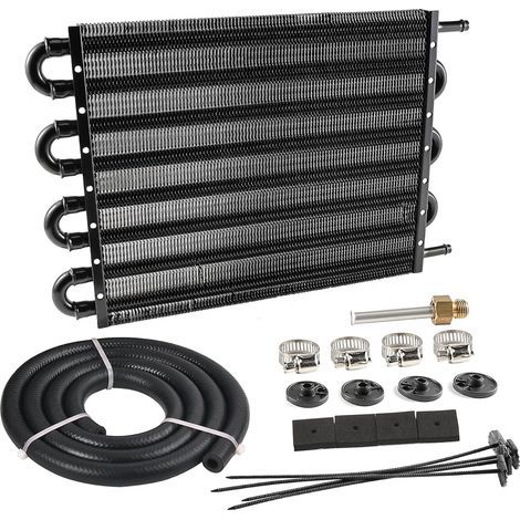 Applicable 5/16" Transmission Oil Cooler, 8 Pass Tube and Fin Cooler Kit Universal Aluminium Black… (1/5)