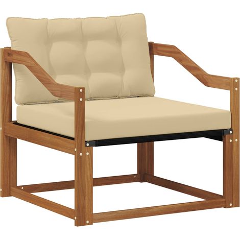 Outdoor-Sofagarnitur Massives Akazienholz und Textilene Natur vidaXL (1/5)