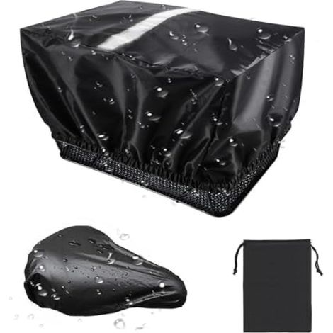2 Set Housse pluie panier vélo, Noir housse imperméable panier vélo sac rangement pour types de vélos courants (1/5)