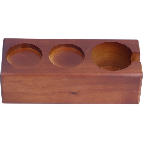 Kaffeepadhalter aus Buchenholz mit 3 Filterfächern, Padhalter, Aufbewahrung, Tamperstation, Organizer, Kaffeefarbe, seitlicher Öffnung (1/5)