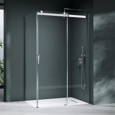Mai & Mai Eckdusche 90x160 cm Duschkabine inkl. Duschtasse Sicherheitsglas 8mm ESG beidseitige NANO-Beschichtung Schiebetür Dusche R-17