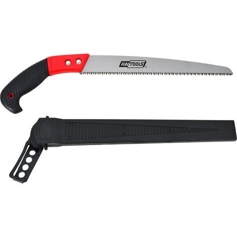 Sierra para ramas con funda, Awtools, modelo 300mm, ideal para cortes rápidos y precisos, diseño ergonómico, incluye funda para fácil transporte, herramienta profesional