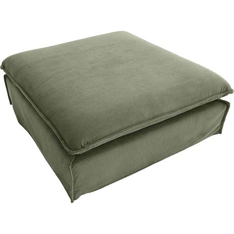 Pouf KALIA – Dunkelgrün – Rippstoff – Zeitgenössischer Stil