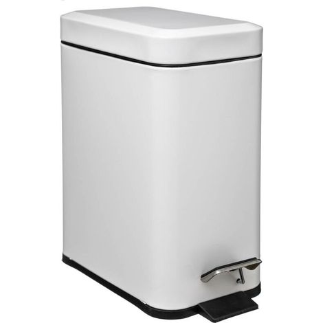 5Poubelle rectangulaire à fermeture lente en acier inoxydable blanc - Carmdering (1/5)