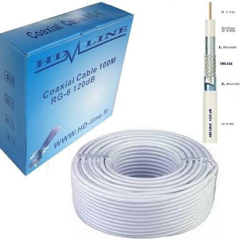 CABLE COAXIAL HD-LINE 120dB 100M ANTENNE PARABOLE