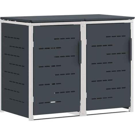 Armoire de rangement pour poubelle, couleur anthracite, 138 x 77,5 x 112,5 cm (1/5)