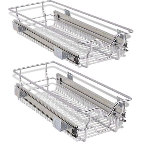 Set 2 Cassetti Cassetto Telescopico Cucina 30cm Cestello Estraibile Salvaspazio (1/5)