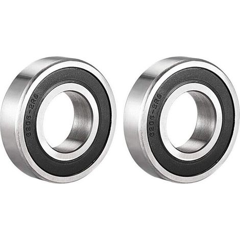 Lot de 2 roulements à billes 6206-2RS scellés, 30 x 62 x 16 mm, pré-lubrifiés, double joint en acier chromé, roulement à billes rainuré 6206RS