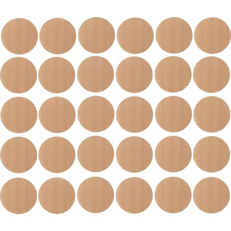 30x Cache vis adhésif autocollant diamètre 20mm bouchon trou meuble table chaise maison, bois pin clair (1/3)