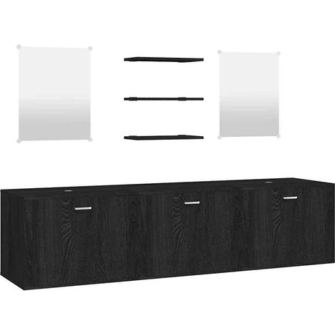 Maison Exclusive - 6-tlg. Badmöbel-Set Schwarz Holzwerkstoff (1/5)