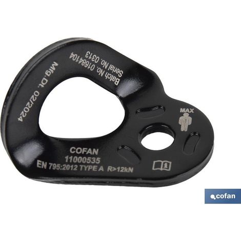 Piastra di ancoraggio conforme alla norma EN 795:2012 tipo A in acciaio (resistenza 23 kN) e fissaggio Ø10,5 mm