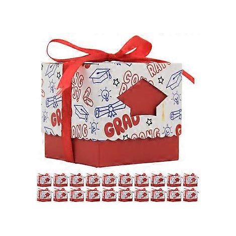 50 Stück Süßigkeitenboxen für Abschlussfeiern, Gastgeschenke, Leckereienboxen, Dekorationen für Abschlussfeiern (Rot) (1/2)