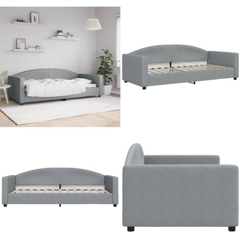 Lit de repos sans matelas gris clair 90x200 cm tissu - Lit de jour - Canapé (1/5)