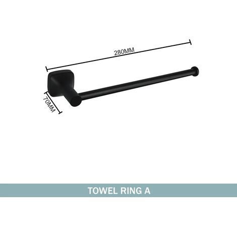 (Anneau porte-serviettes) Ensemble d'accessoires de salle de bain noir mat, crochet mural en acier inoxydable, porte-papier toilette, barre porte-serviettes, suspension (1/5)