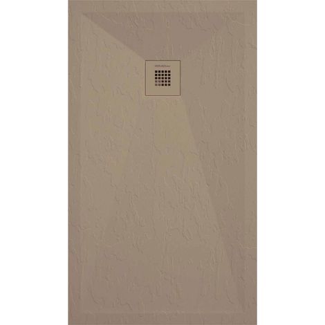 Receveur de douche moka ardoise Stone Plus, grille de couleur - 140 x 80 cm (1/3)