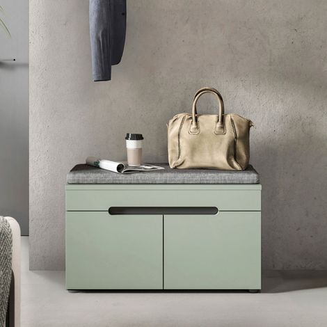 Banc à chaussure avec coussin 80x37x45cm décor vert - KANUT